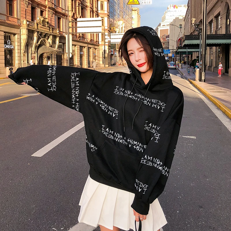 Корейский модный пуловер с капюшоном свитер школьницы Топы Весна Ulzzang