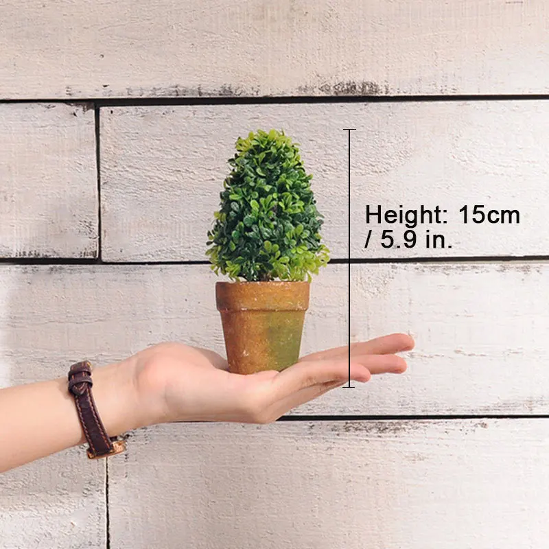 15cm tower Мини Искусственные растения в горшках поддельные мяч дерево цветок маленький бонсай украшения дома подарок на год поддельные растения с горшок - Цвет: 15cm tower