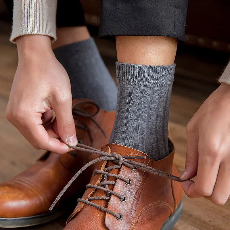 1 пара/лот новые носки осень зима мужские однотонные хлопковые домашние с