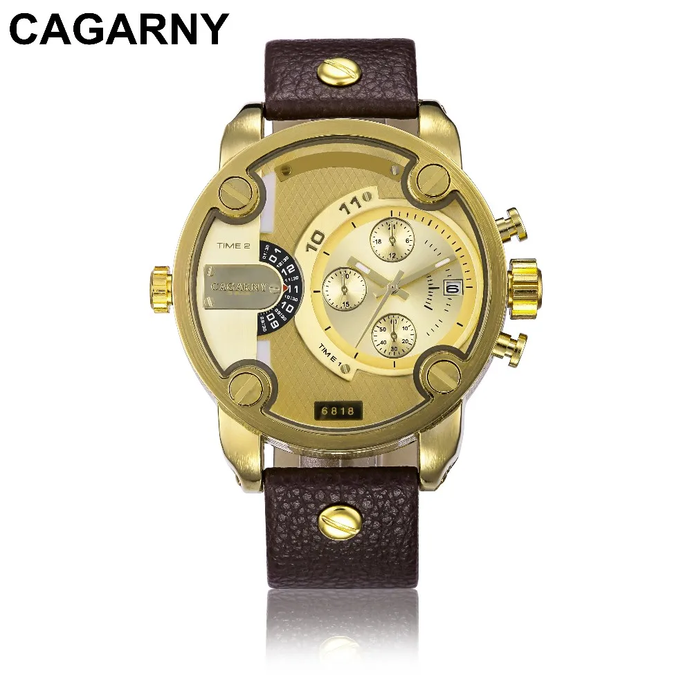 Orologi Uomo CAGARNY повседневные часы с кожаным ремешком и большим циферблатом кварцевые мужские водонепроницаемые военные спортивные часы Relogio Masculino - Цвет: 4