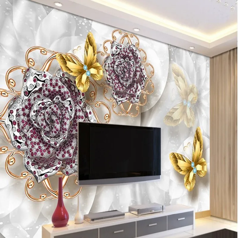 

beibehang Large Custom Wallpapers European Jewelry 3D Living Room Bedroom Sofa TV Background Wall Decorative Paintings