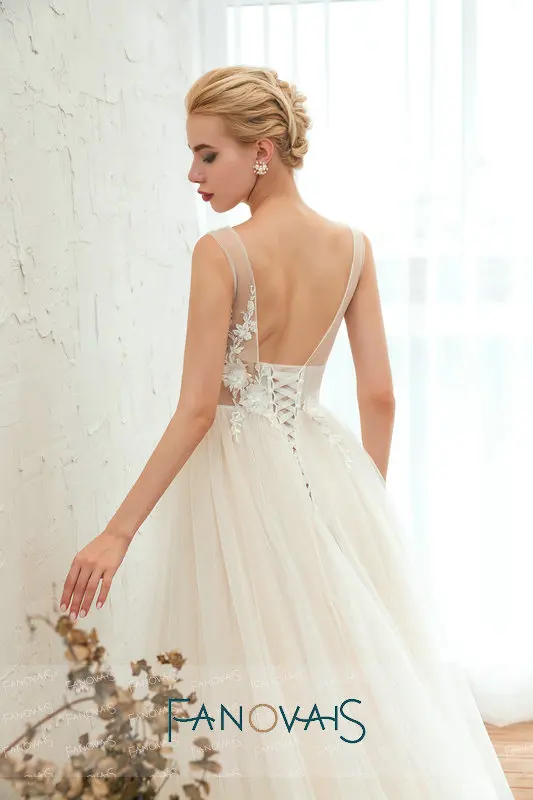 V Шеи Тюль Свадебные Платья Спинки Сексуальные Vestido De Novia Robe Mariee 2019 Пляж