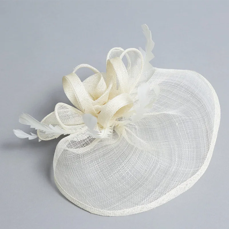 

Elegant Gril Sinamay Fascinator Hats Good Linen Bridal Wedding Headpieces Cocktail Hats Very Nice Headwear Hair Clip Headbands