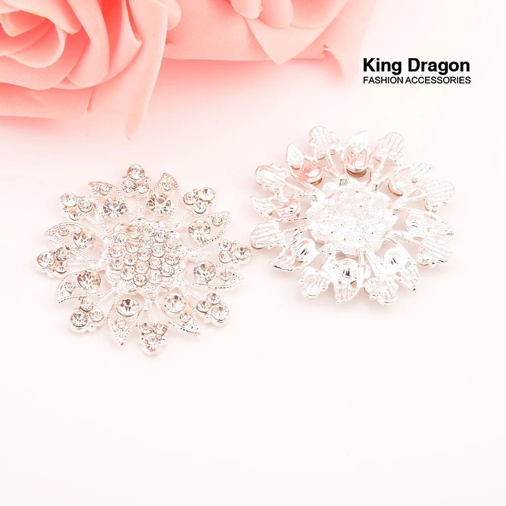 

Rhinestone Button Used On Invitation Flat Back Button 45MM 100PCS/lot Flat Back Nickle Color Or Silver Color KD340