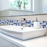 18pcs Crystal Glass Mosaic Peel And Stick Wall Tile Self Adhesive Backsplash Kitchen Bathroom Home Wall Decal Sticker Wallpaper
