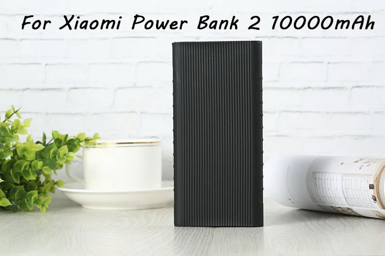 Внешний Противоскользящий силиконовый чехол для Xiaomi power Bank 2 10000 mAh 20000 mAh 2C power Bank чехол резиновый защитный чехол - Цвет: Black 10000mah