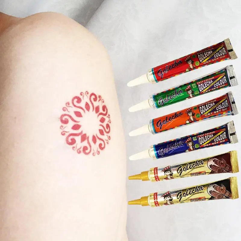 Водостойкие конусы для татуажа Golecha Henna цветные натуральные хны паста