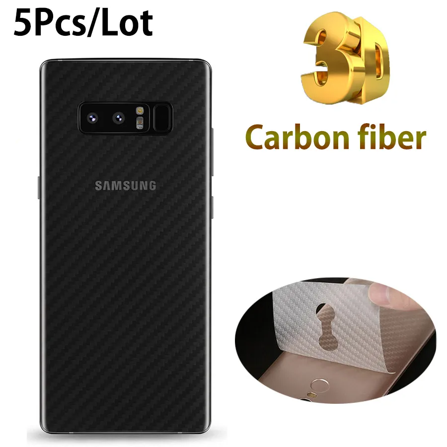 5 шт. для Samsung Galaxy Note 3 4 7 8 9 Защита экрана 3D углеродное волокно задняя крышка пленка