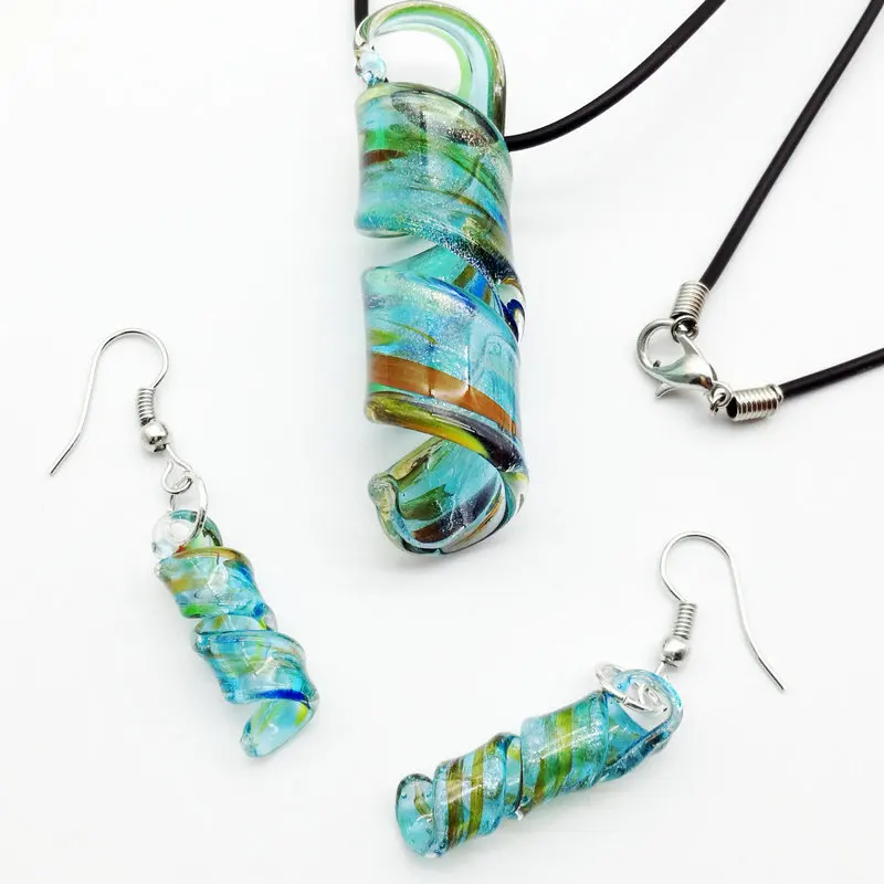 Ожерелье и серьги с бусинами из муранского стекла 57x18 мм 6 комплектов|necklace