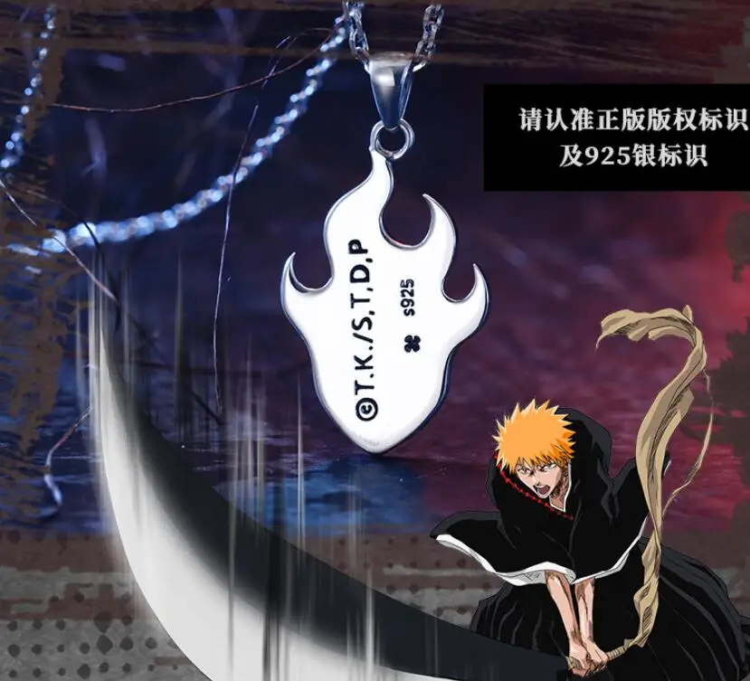 Bleach Kuchiki Rukia Подвеска Ожерелье из стерлингового серебра 925 пробы косплей