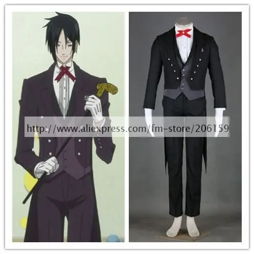 

Anime Black Butler Cosplay - Black Bulter Kuro Shitsuji Sebastian Michaelis 2nd Cosplay Costume Freeshipping