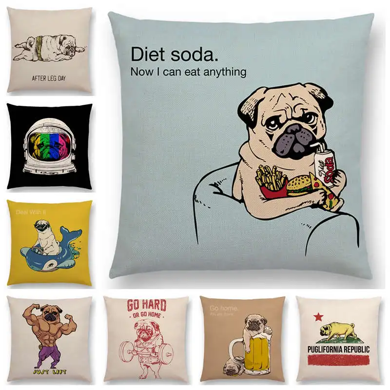 Новый Забавный чехол для подушки Bulldog с изображением милой собаки Happy Life