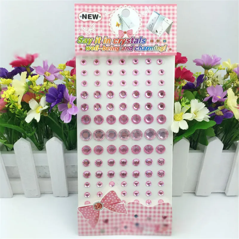 Круглый Мультфильм Мотив Стразы Наклейки Акриловые Плоской задней Шарики для