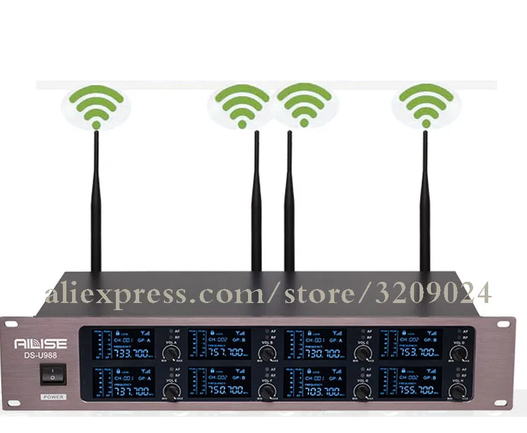 Профессиональная 8 Гарнитура микрофон UHF 8 каналов беспроводной микрофон система 8 каналов многоканальный