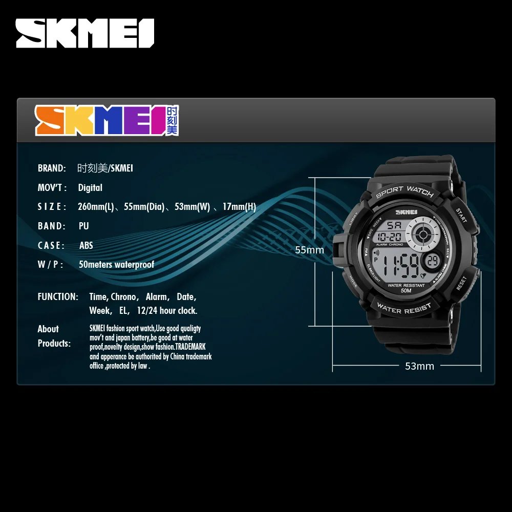 

Men Sports Watches Casual LED Digital Military Shock Wristwatches 50M Waterproof Student Outdoor Clock Skmei Brand New 1222
