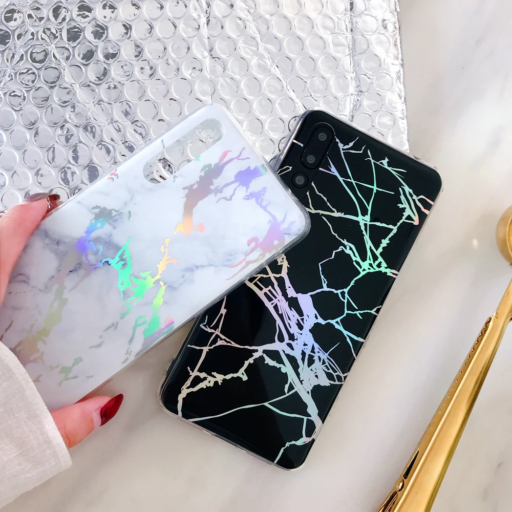 Чехол Heyytle Laser Marble для Huawei P30 P20 Pro Mate 20 Lite Nova 3i 3 Honor 10 7C, ультратонкий мягкий задний кожух TPU.