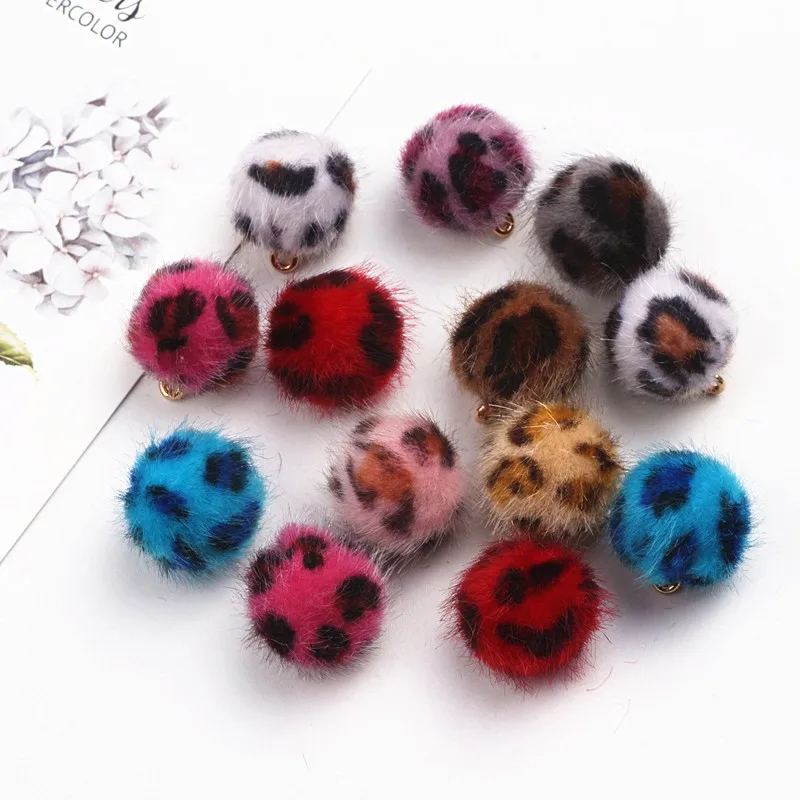 

Plush Fur Hair Ball Beads 16mm Pompom Charms Pendant For Earring Bracelet Necklace Accessories DIY Jewelry Making 50pcs/lot