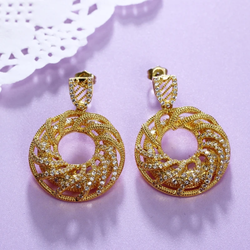 New Trendy Bridal Dangle Earring brinco feminino Round Shape Wedding party aretes largos Top Quality Banquet Drop earrings | Украшения и