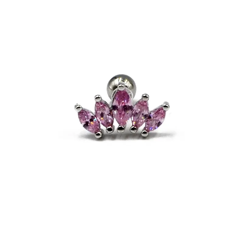 1Piece16g маркиза драгоценный камень гвоздики Спиральные серьги Tragus серьги, Надеваемые На ушной хрящ Серьга для верхней части уха Orelha Штанга пирсинг ювелирные изделия для тела - Окраска металла: Pink