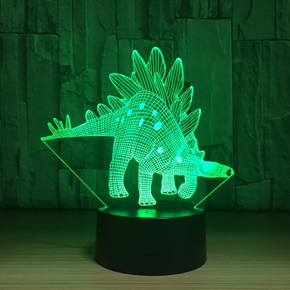 Красочный милый динозавр 3D ночник визуальный USB сенсорный светодиодный