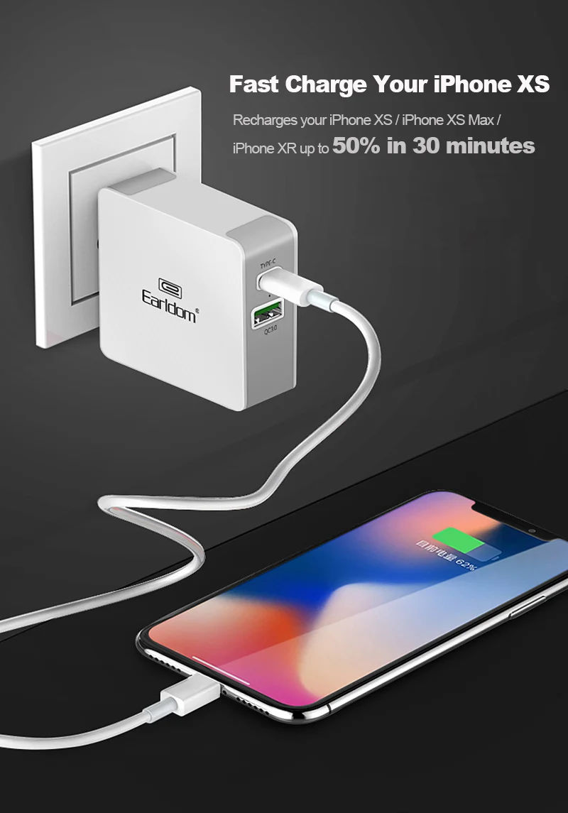 36 Вт usb type C настенное зарядное устройство PD быстрое и QC 3 0 USB порт для MacBook Pro