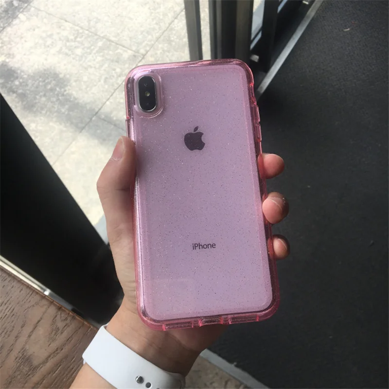 Bling glitter Transparent armor Case for iphone 11 14 14pro 13 Pro 12 Pro Max X XR XS Max hard PC cover Protective shell