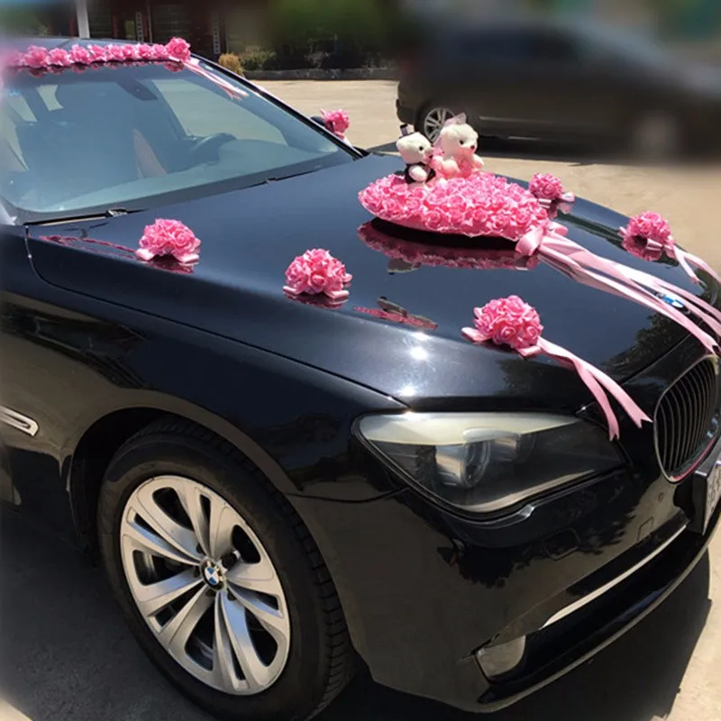 Свадебный автомобиль украшения Искусственные цветы Свадебные Декоративные цветы Пена розы шелк украшение