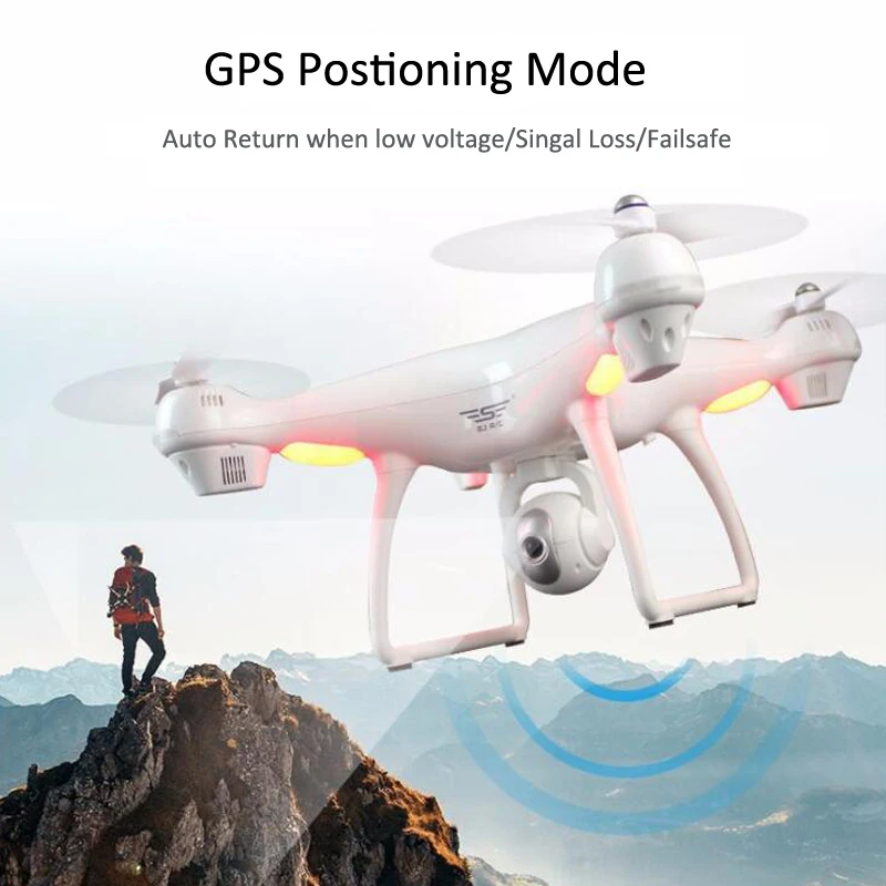 S70W Dual CPS Follow Me RC Drone with HD Adjustable Wide-Angle Camera WIFI FPV GPS Auto Return Quadcopter Helicopter Dron | Игрушки и