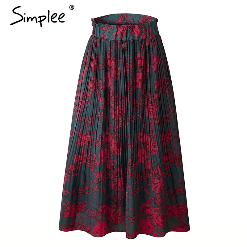 Navyblue Женская юбка Simplee с принтом в горошек, богемное повседневное пляжное миди для лета, элегантная плиссированная эластичная юбка с высокой талией, актуальна в году - Цвет: Navyblue
