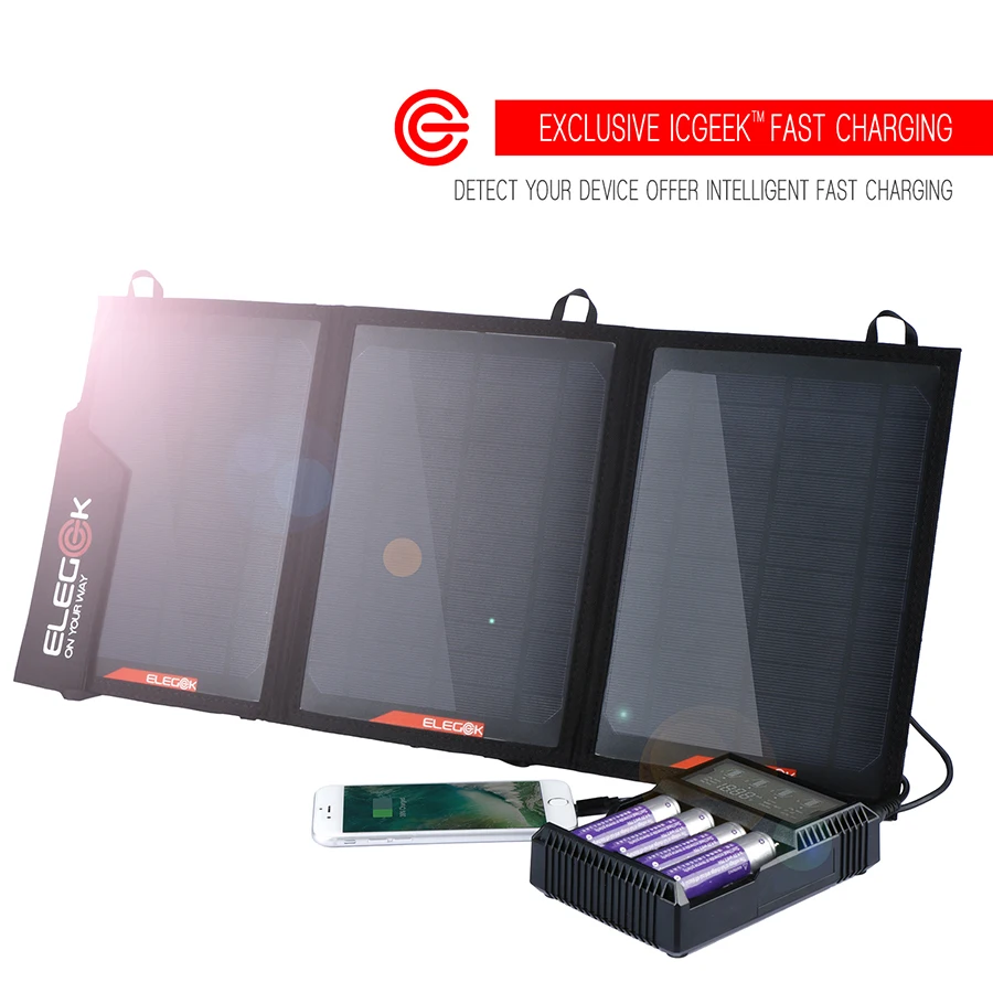 Портативное зарядное устройство ELEGEEK на солнечной батарее 21 Вт 18 В/5 В|solar panel solar