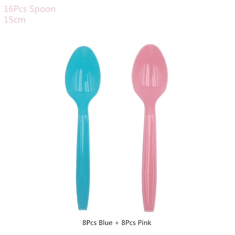 16pcs spoon Вечерние украшения для мальчиков или девочек, баннеры с воздушными шарами, одноразовые столовые приборы для мальчиков и девочек, украшения для душа для малышей, воздушные шары - Цвет: 16pcs spoon