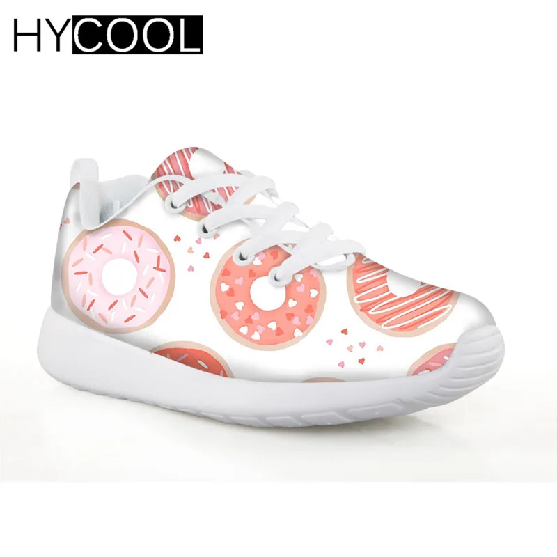 SS0377BN HYCOOL детские кроссовки для девочек с рисунком пончиков, печенья, кроссовки для бега, удобная футбольная обувь на шнуровке, Детская уличная обувь для футбола - Цвет: SS0377BN