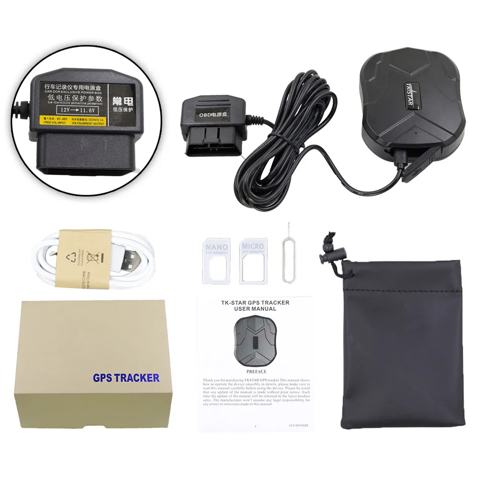 with charger and box Автомобильный gps-трекер tkstar TK905 водонепроницаемый 5000 мАч, с большим сроком службы батареи срок службы автомобильный gps-навигатор для грузовика моторного велосипеда с голосовым прослушиванием - Цвет: with charger and box