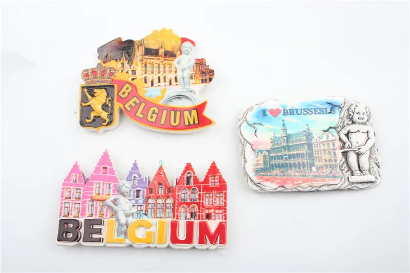 3pcs Factory Prices BELGIUM Souvenirs Fridge Magnet For Kid Gift Home Decoration Gift Refrigerator Magnetic Stickers Hot Selling