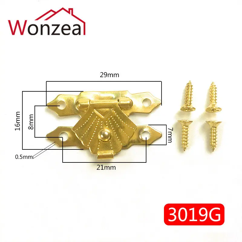 Golden color 24 шт коробка для ювелирных изделий Засов античная латунь мини защелка запор с щеколдой бронзовые ювелирные изделия грудь деревянная коробка застежка замок аппаратные инструменты - Color: Golden color