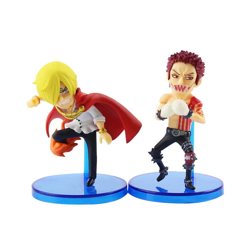 

6pcs/lot Anime One Piece WCF Battle of Luffy Whole Cake Island Cute Mini Sanji Bound Man PVC Action Figure Collection Toys