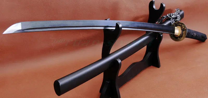 Японский Samurai Katana черный сверкающий стальной полностью острый ручной работы|katana