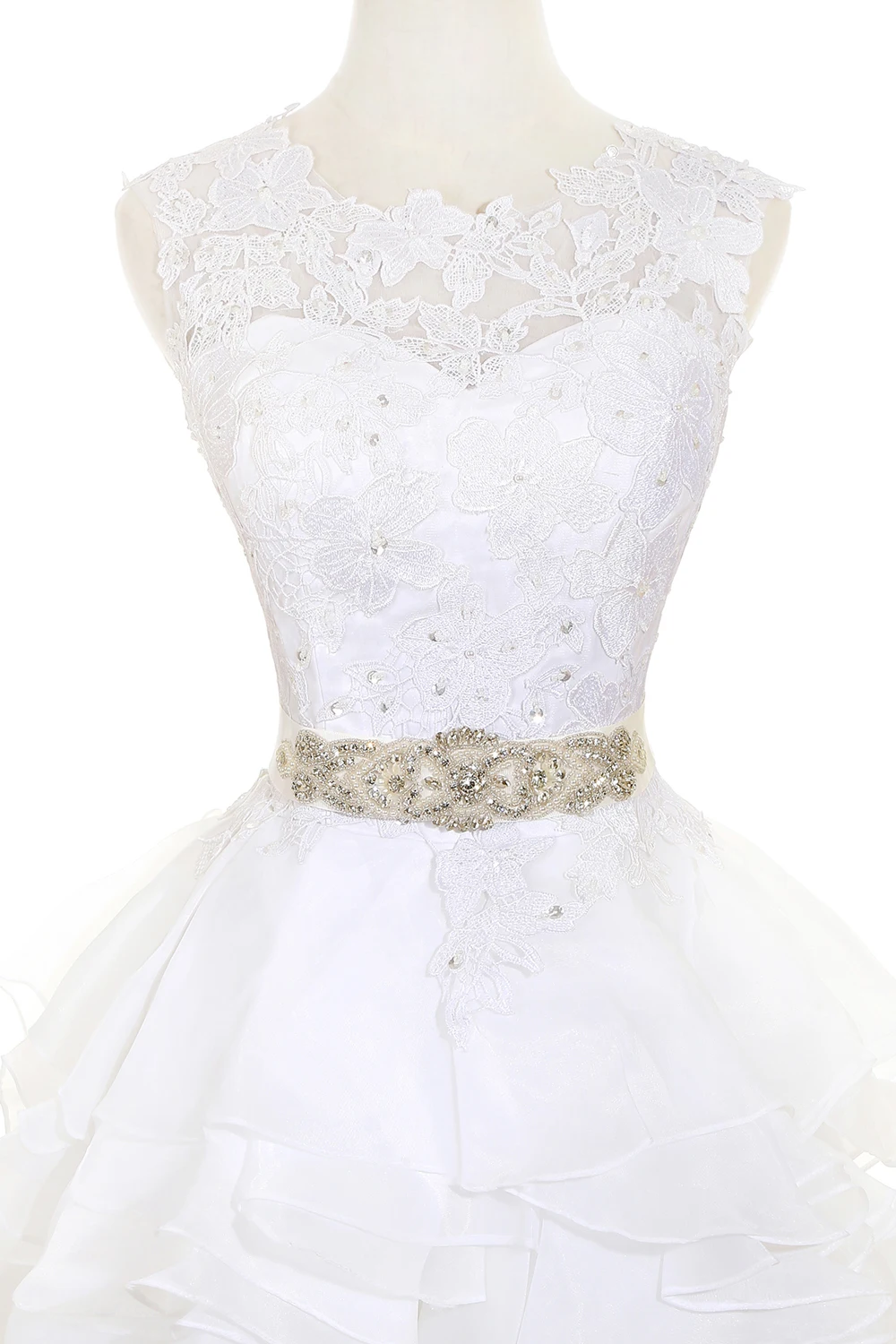 Настоящая фотография Свадебные ремни и пояса Белые с кристаллами вечерние