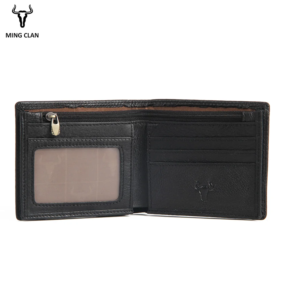 Mingclan Rfid Fashion Short Men Wallets Genuine Leather Male Purse Card Holder Wallet Zipper Wallet Coin Purse Photo Pocket Bag
