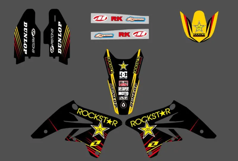 0118 Новая черная звезда команда графика и фоны наклейки Наборы для Suzuki RMZ250 RMZ 250 2007 2008 2009