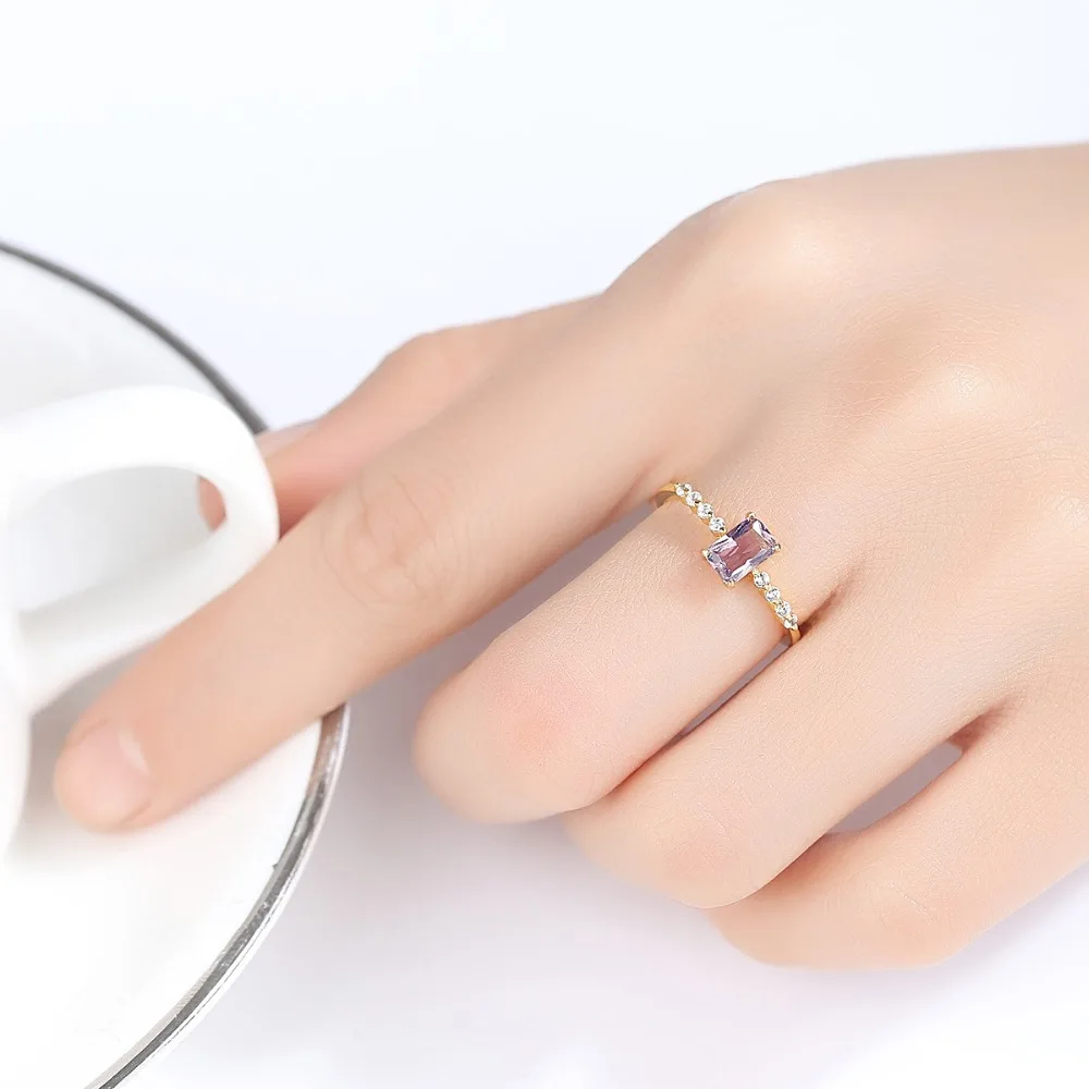 INALIS New Simple Engagement Finger Rings for Women 925 Sterling Silver Micro Paved CZ Stone Red Emerald Purple Crystal Bijoux | Украшения