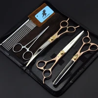 high quality professional jp440c 7 inch dog grooming scissors pet clipper cutting curved thinning shears comb