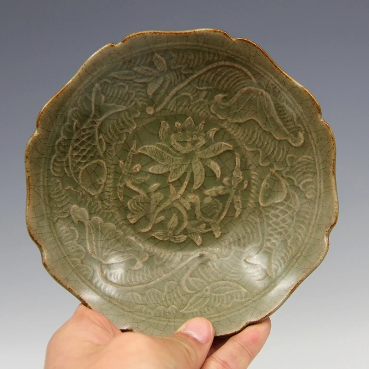 #4 редкий династии Сонг (961-1275) фотомагнитная чаша Longquan выгравированный рисунок