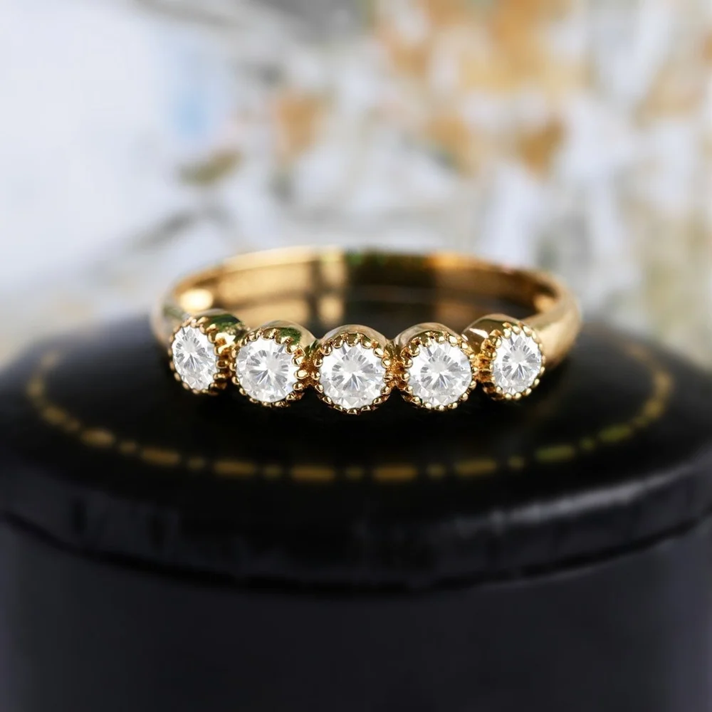 Новое простое 14K Золотое кольцо с бриллиантом однорядное ювелирные изделия