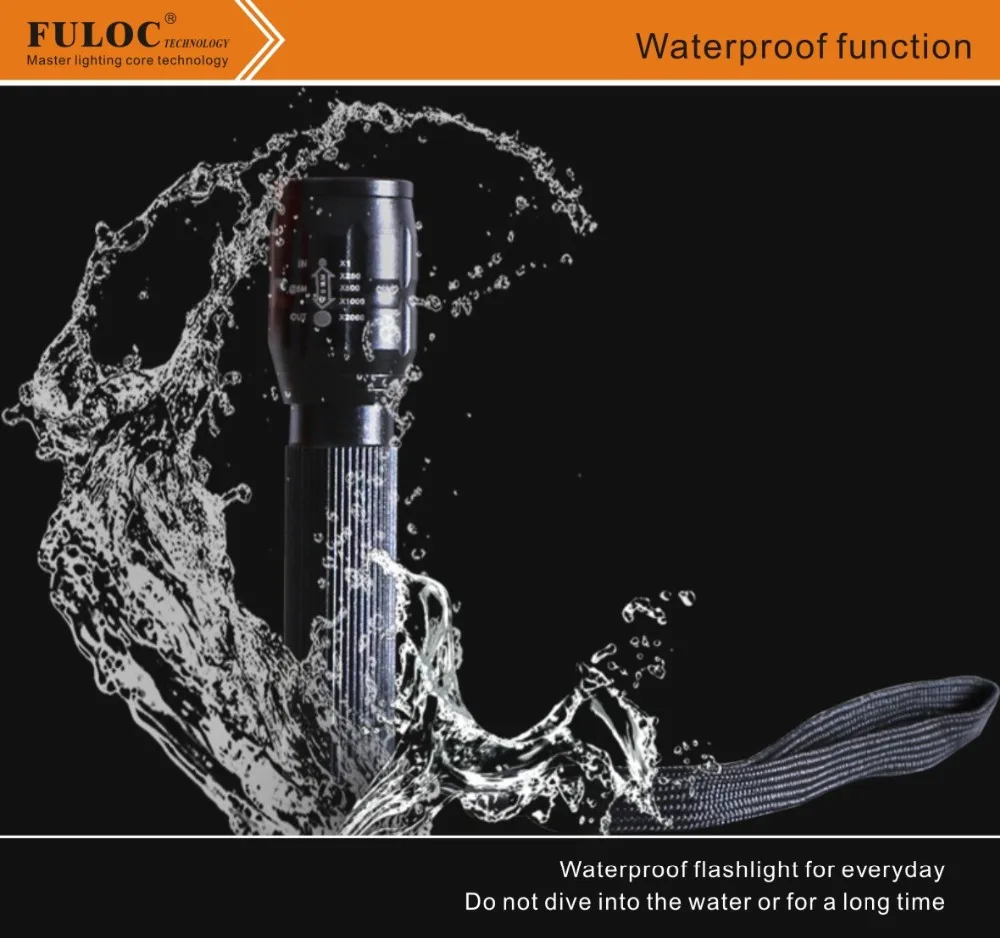 Fuloc Масштабируемые светодиодный фонарик водонепроницаемый фонари светодиодные