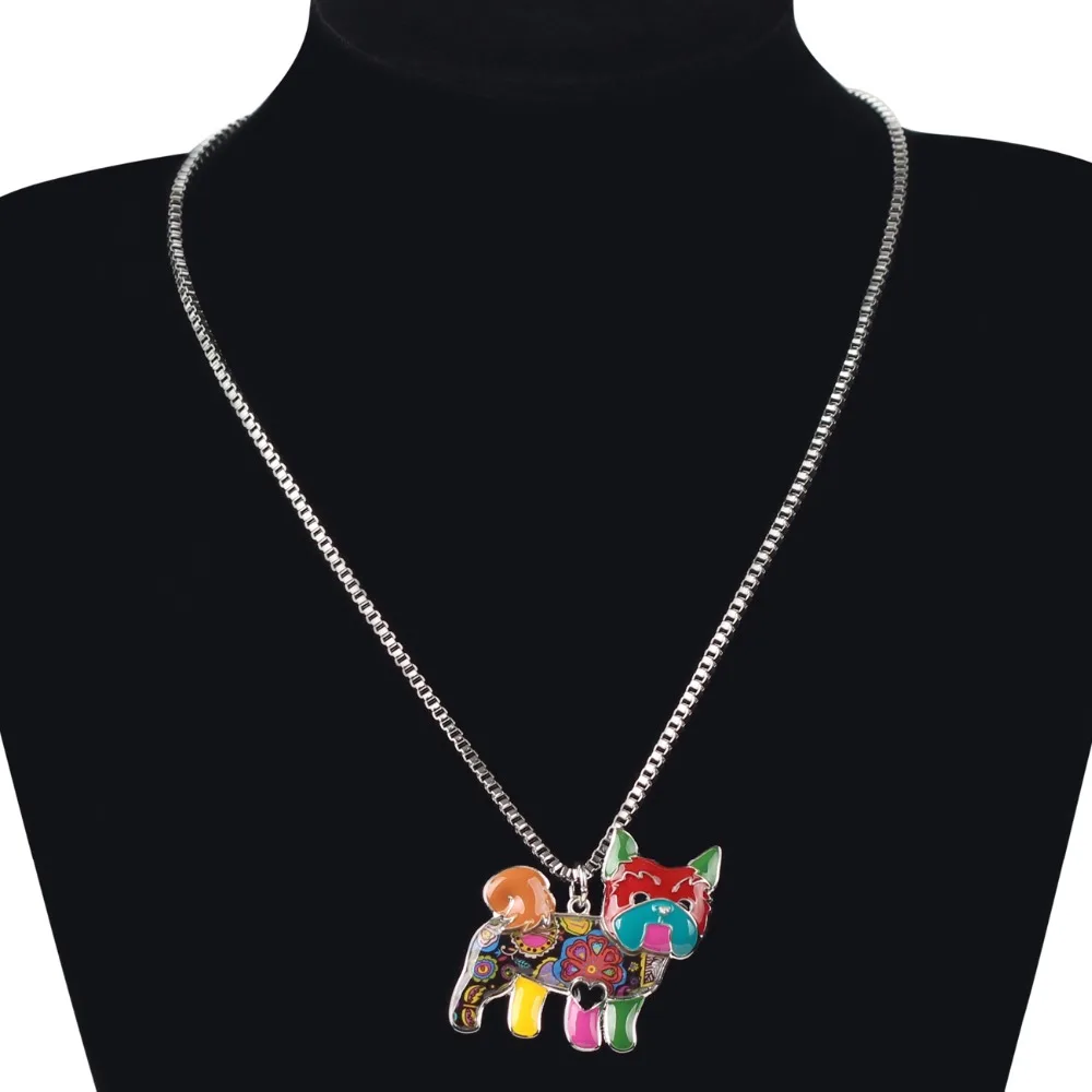 Bonsny Maxi Statement Alloy Yorkie Yorkshire Dog Choker Necklace Chain Collar Shiz Tzu Pendant Fashion Enamel Jewelry Women | Украшения и