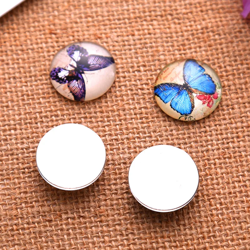 Стеклянные кабошоны эпоксидные купола многоцветные узоры бабочки круглые