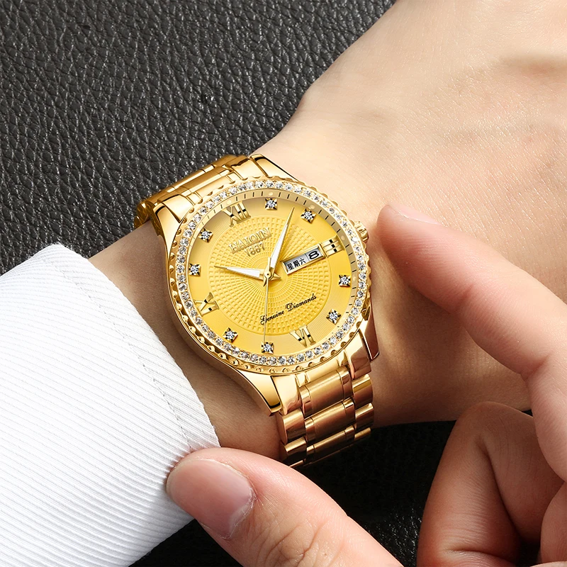 

HAIQIN Men's Watches NEW Brand Business Quartz Diamond Luxury Gold Watch Men Military Waterproof Sport Clock Relogio Masculino