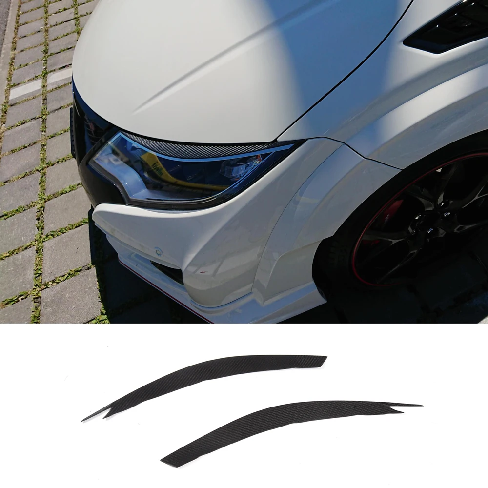 Сухие карбоновые волокна сухие FRP фары брови для Honda Для Civic чистый углерод век стикер украшения отделка