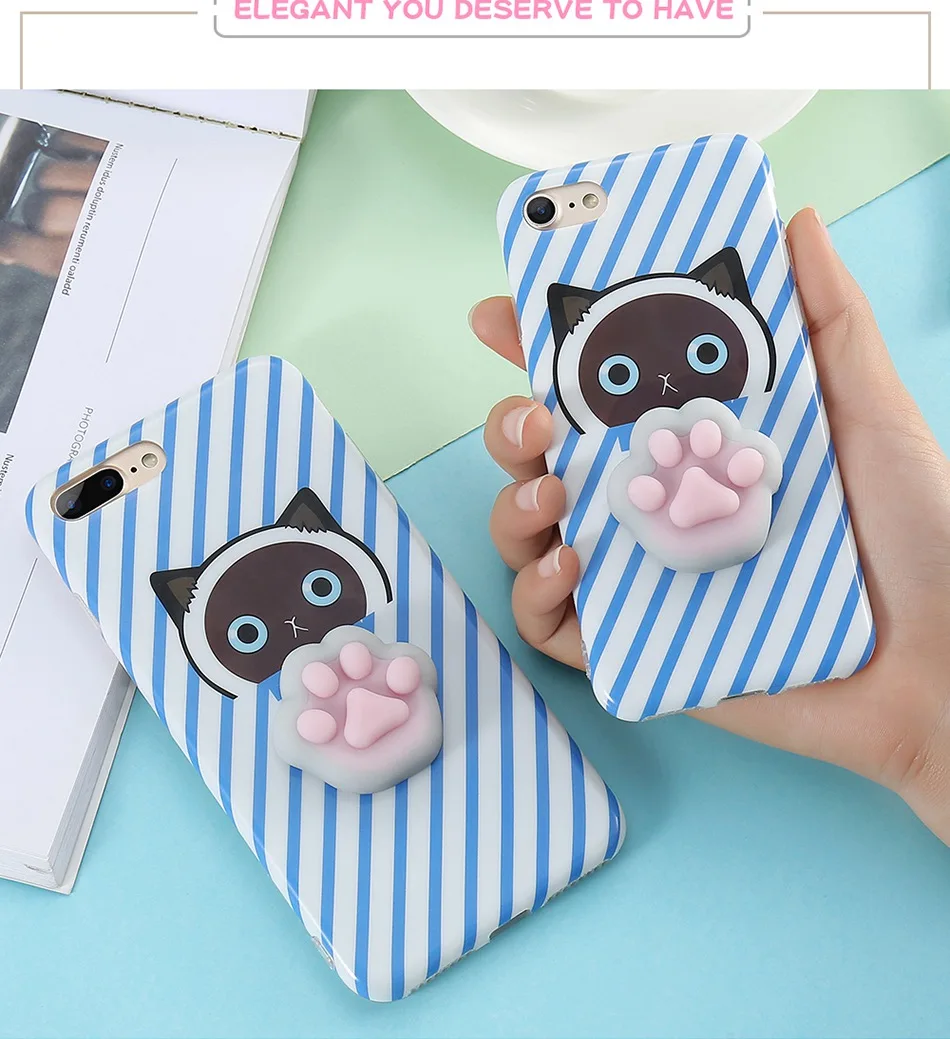 KISSCASE 3D милый креативный чехол с котом для iPhone 7, 8, 6 S, 6 Plus, X, 10, снятие стресса, жесткий пластиковый чехол s для iPhone 7, X, 5S, 5, SE
